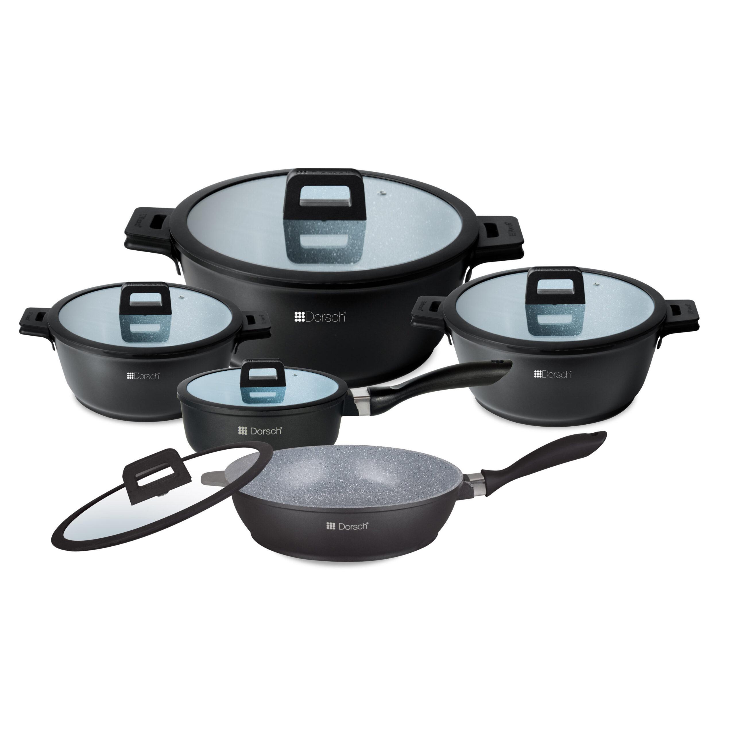 Induction Cooking Pots Lid Saucepans Cookware Set 5 Pots 20,24,28,30,32cm
